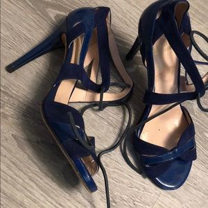 Stuart Weitzman blue suede open toe shoe size 8.5